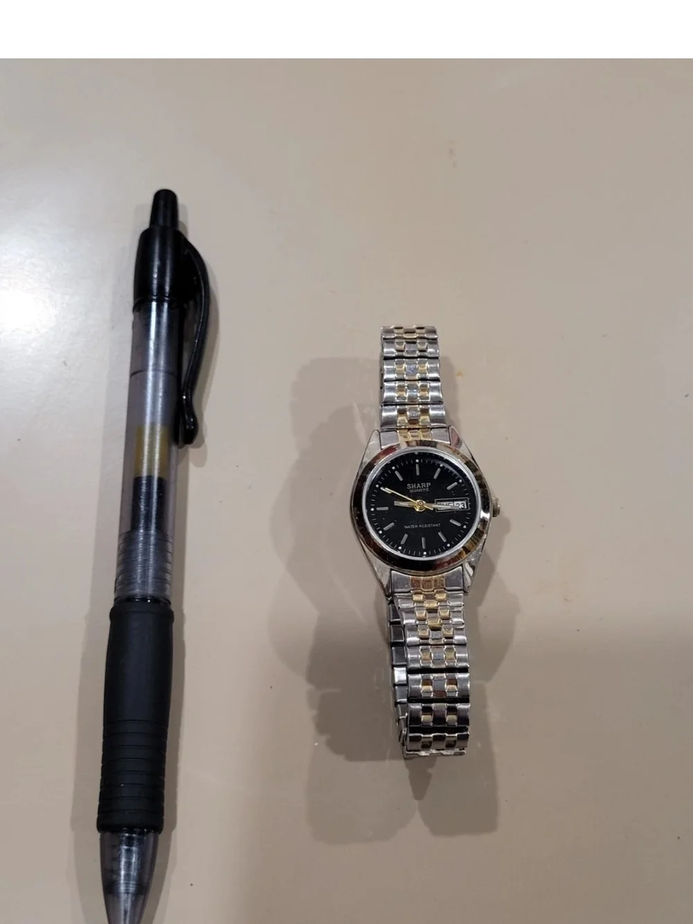 Vintage Two-Tone Women's Watch in Black and Gold